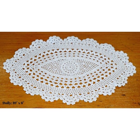 3 Doilies Doily Crocheted Doily White  Vintage Doilies  V19 - Picture 3 of 4